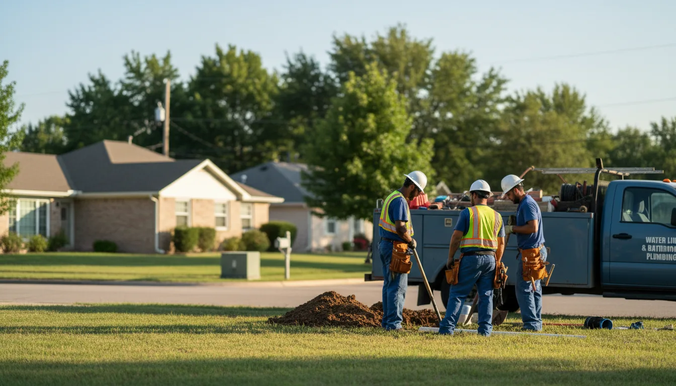Residential water line and bathroom plumbing service in Delaware, OK